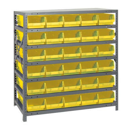 QUANTUM STORAGE SYSTEMS 1239-102 Shelf Bin Shelving System Type, Yellow  Color, Steel/Plastic Material Storage Bin